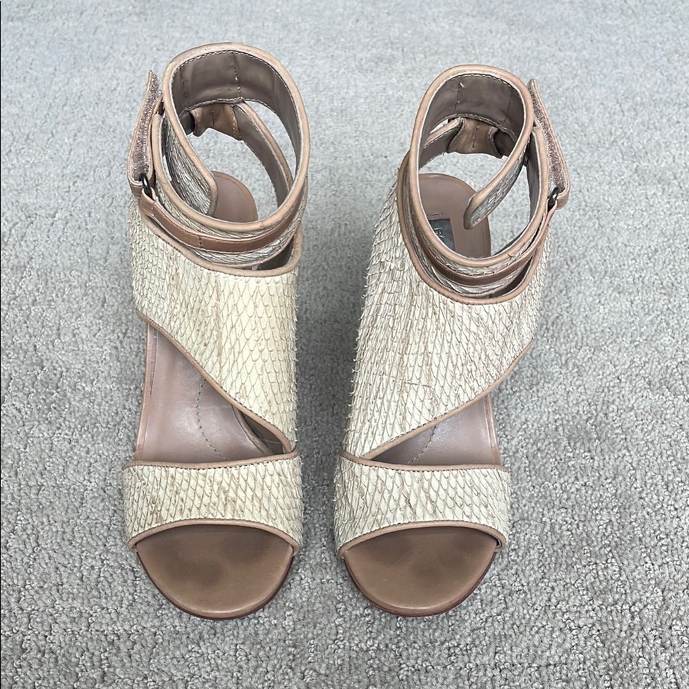 BCBGMAXAZRIA Martha Snakeskin Open Toe Sandals